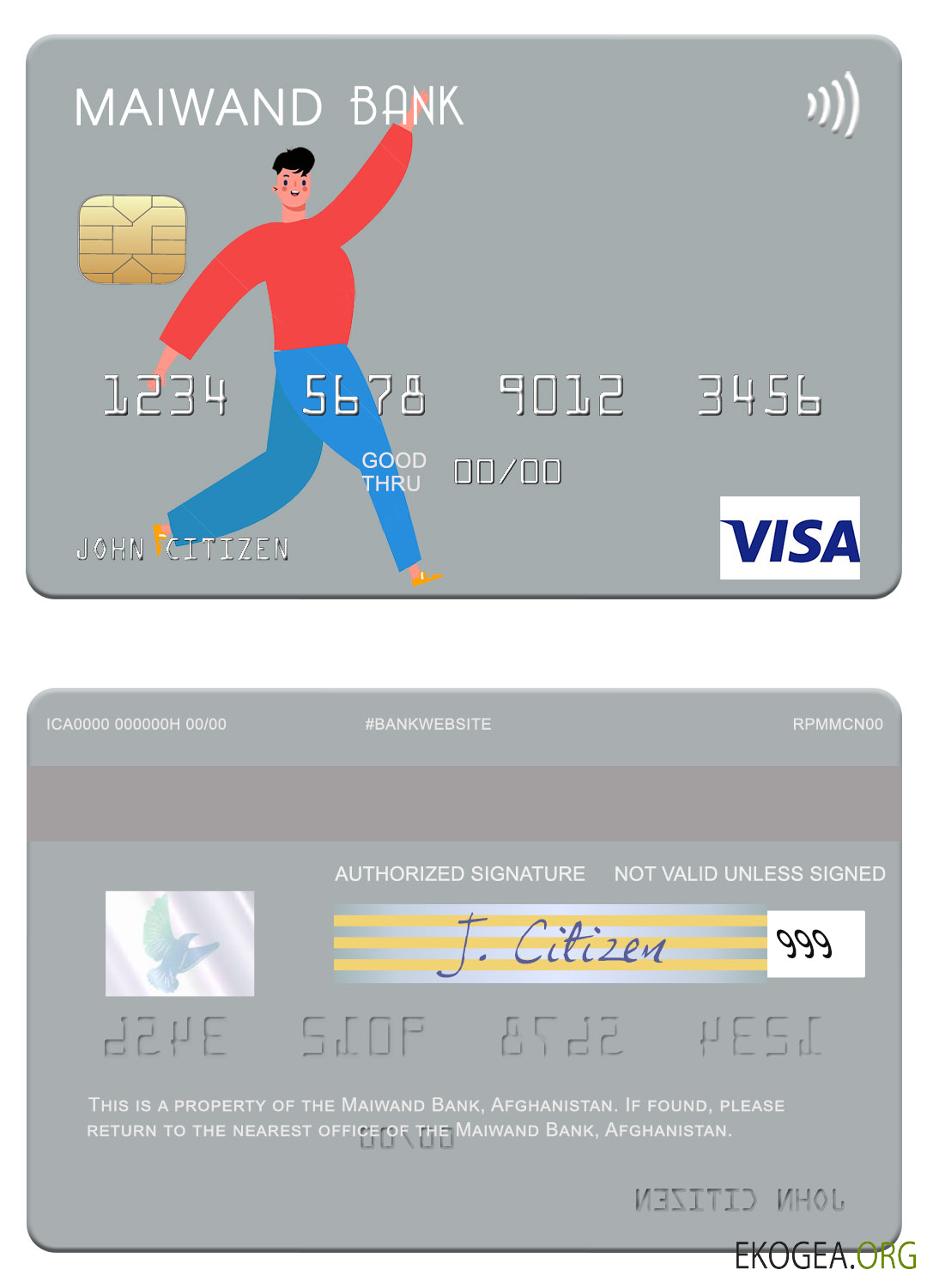 Carte visa de la Banque Maiwand d'Afghanistan